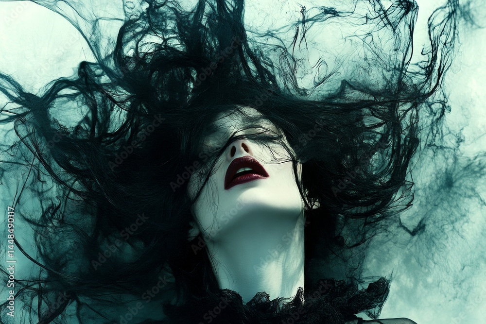Dark illusions. Metaphorical extreme heights physical senses, of fear and despair. Extreme heights - nightmares, bad dreams: abstract image of well-being. Dream disturbance. Nightmare creatur.