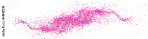 Rose colored dust swirl in a gradient with a grainy effect.Abstract glittering particles with noise.
