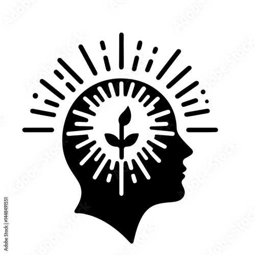 Black and White SVG of Hopeful State of Mind