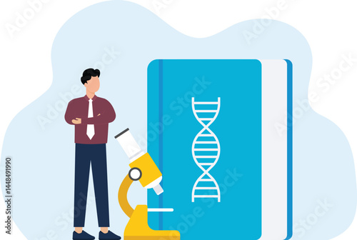 Learn biology language, Book and practicing reading concept,
