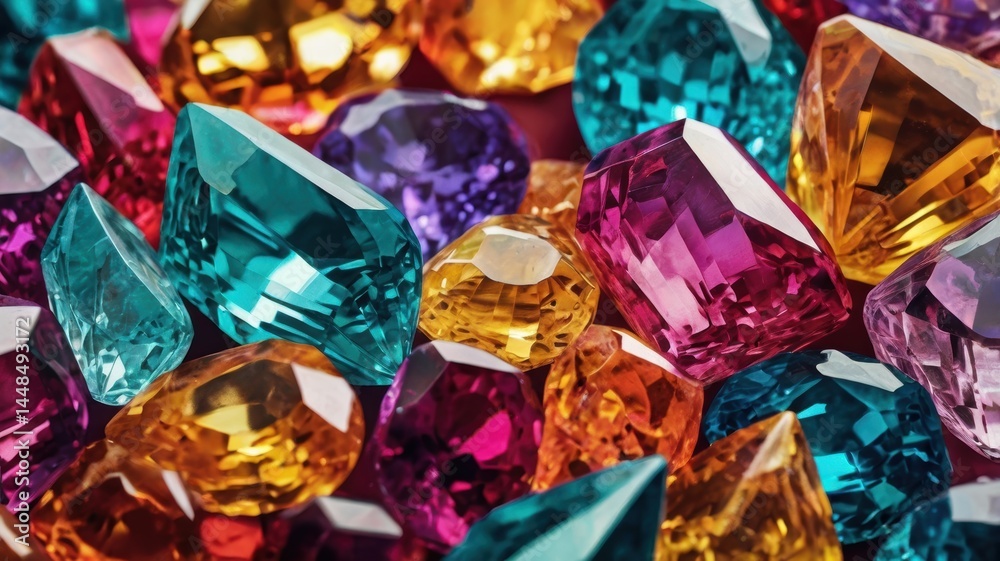 Sparkling Gems With Faceted Shapes Sparkling Gems With Faceted Shapes