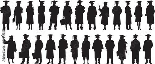 Silhouettes of Diverse Graduates in Academic Regalia