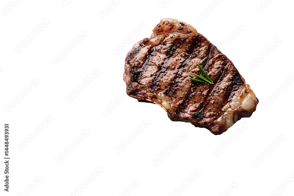 a piece of meat with a sprig of rosemary a piece of meat with a sprig of rosemary