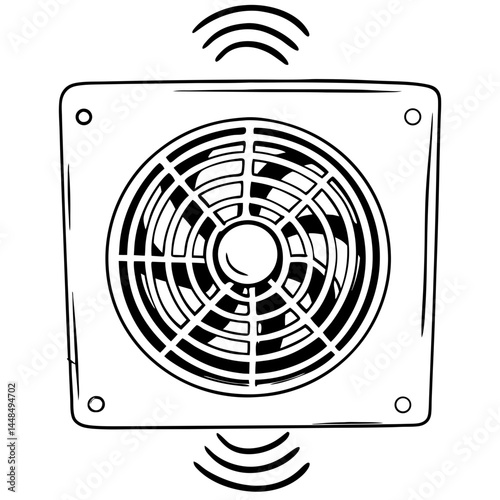 Smart bathroom exhaust fan with fan blade icon vector. Smart ventilation fan with iot control logo. air conditioning fan