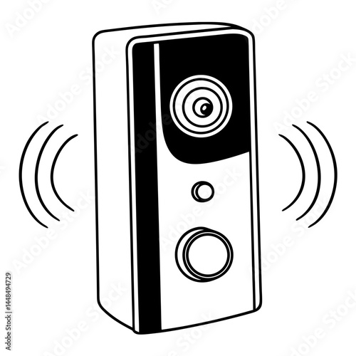 Smart doorbell with camera icon vector. Video doorbell with camera and wi-fi logo. audio speaker icon