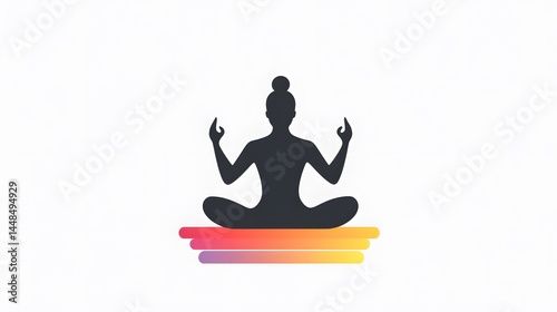 Serene Woman Meditating Yoga Silhouette Minimalist Design