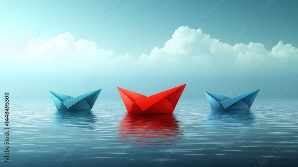 Three Paper Boats Sailing on Calm Waters Under a Cloudy Sky: A Visual Metaphor for Leadership and Difference Three Paper Boats Sailing on Calm Waters Under a Cloudy Sky: A Visual Metaphor for Leadership and Difference