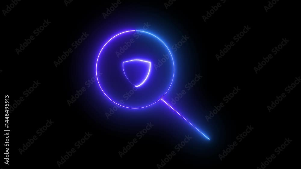 Dynamic animation of a search icon paired with a shield, representing secure searches or privacy focused online browsing, perfect for security tools or search engines. Dynamic animation of a search icon paired with a shield, representing secure searches or privacy focused online browsing, perfect for security tools or search engines.