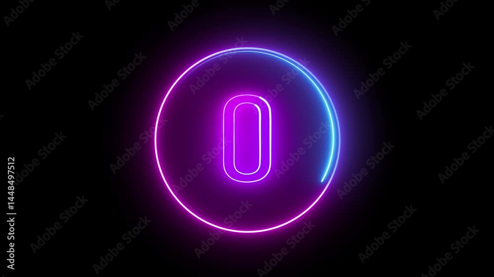 Luminous circle glows with a spectrum of colors around a modern number 0 the gradient shifting subtly to create a mesmerizing effect on black.