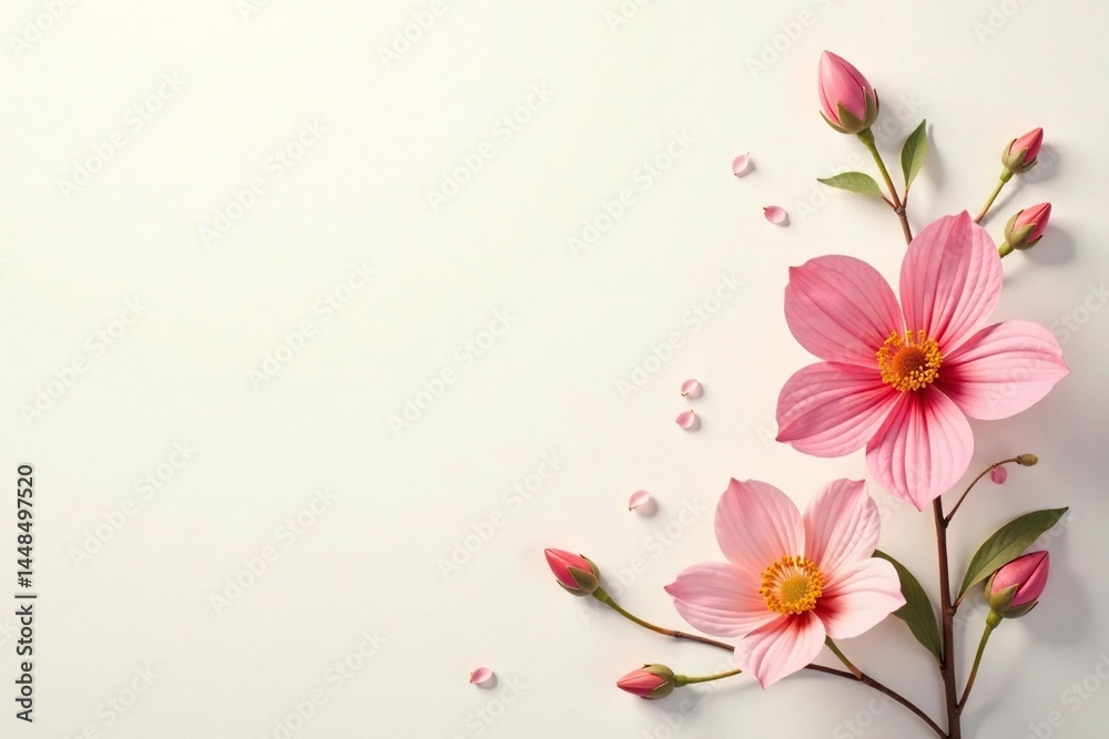 Naklejka premium Delicate, small-scale floral print on light background, white, pattern