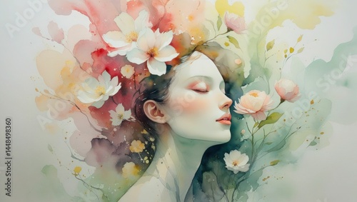 Female surreal art poster, abstract modern woman concept living room art