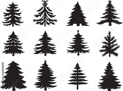 Vector Christmas Tree Stencil Collection vector