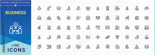 Business icon set. Contains such symbols as manage, professional, profession, enterprise, commerce, economic and more. Profession linear icon set. Minimal icons collection. Editable stroke.