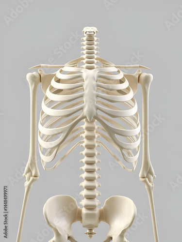 3d render of human skeleton thoracic vertebrae bone anatomy