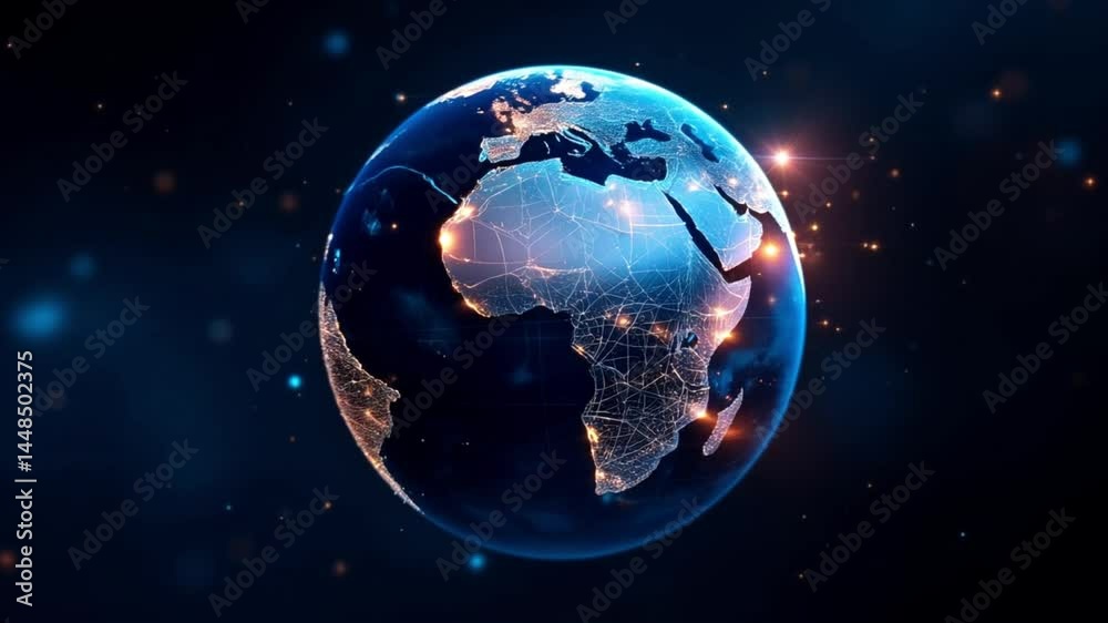 3D Earth Globe Rotation with Digital Information Layer 3D Earth Globe Rotation with Digital Information Layer