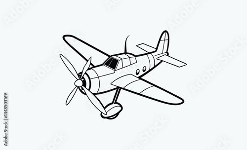 propeller plane silhouette, Silhouette of a propeller plane vector art illustration
