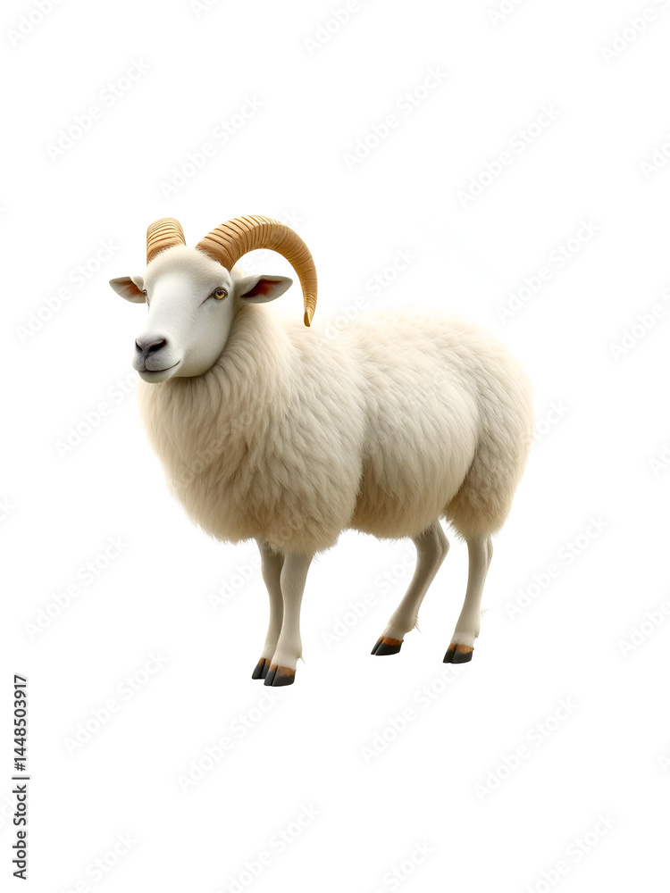 A circular 3D rendered illustration of a male Karakul sheep, isolated on a transparent background A circular 3D rendered illustration of a male Karakul sheep, isolated on a transparent background