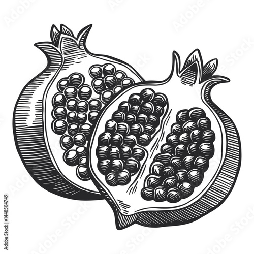 pomegranate vector, fruit vector illustration
