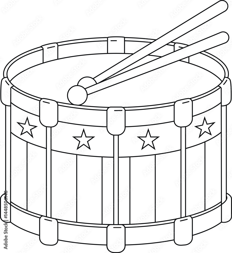 Happy 4Th of July Drum Coloring Page for Kids