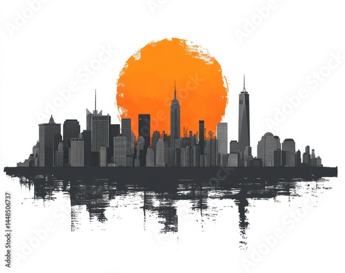 Wallpaper Mural NYC Skyline Silhouette: Sunset Urban Art Torontodigital.ca