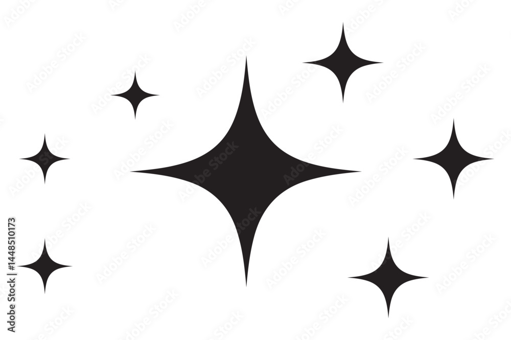 Black Starburst Design on White Background. sparkle stars icon Black Starburst Design on White Background. sparkle stars icon