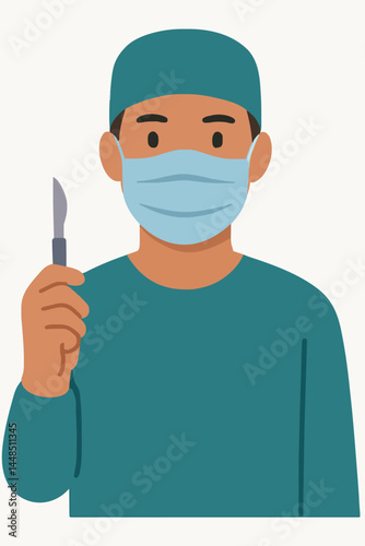 Medical Professional Holding a Scalpel Ready for Surgery