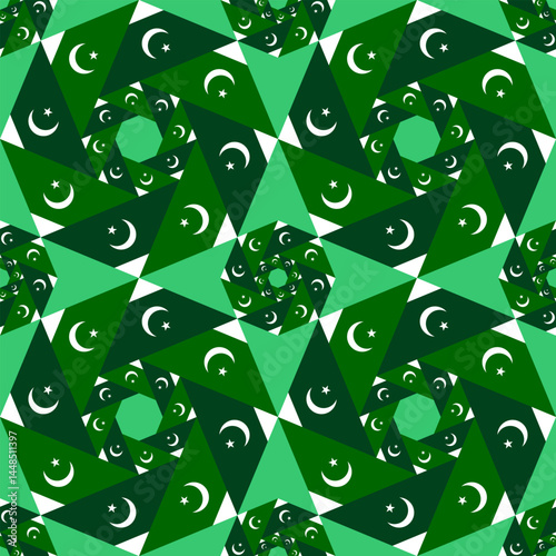 pakistan flag octagon pattern. geometric background for decoration. vector illustration