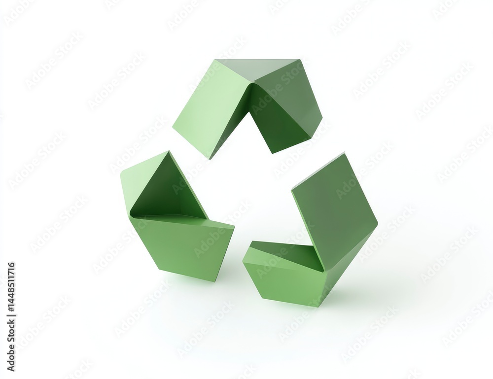 Abstract Green Recycling Symbol: Geometric and Eco-Friendly Design