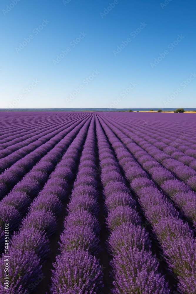 Aerial View of Lavender Fields in Simple Composition