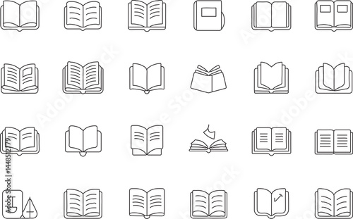 Minimalist Open Book Icons - Stylish and Versatile Graphic Design Elements