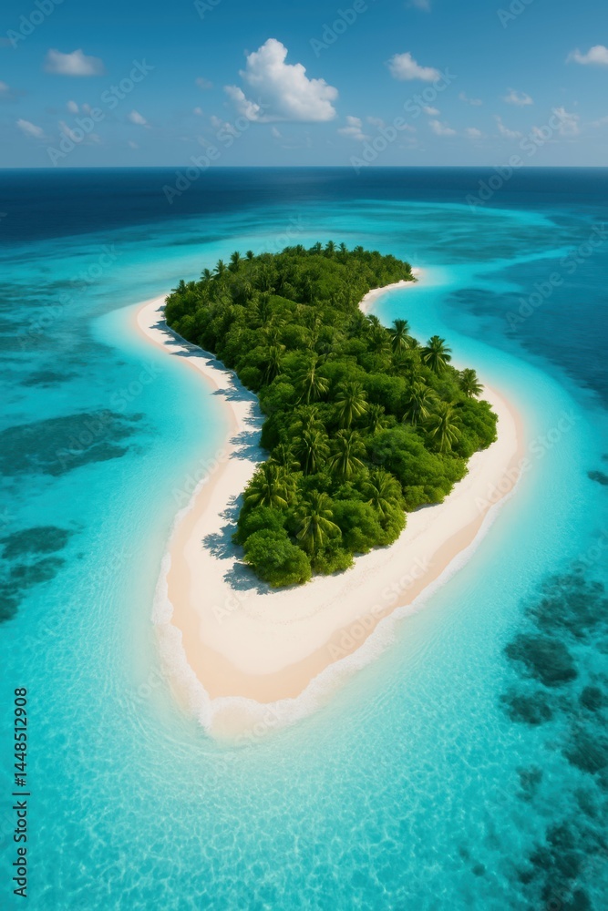 Stunning Tropical Island Paradise Surrounded by Clear Blue Water