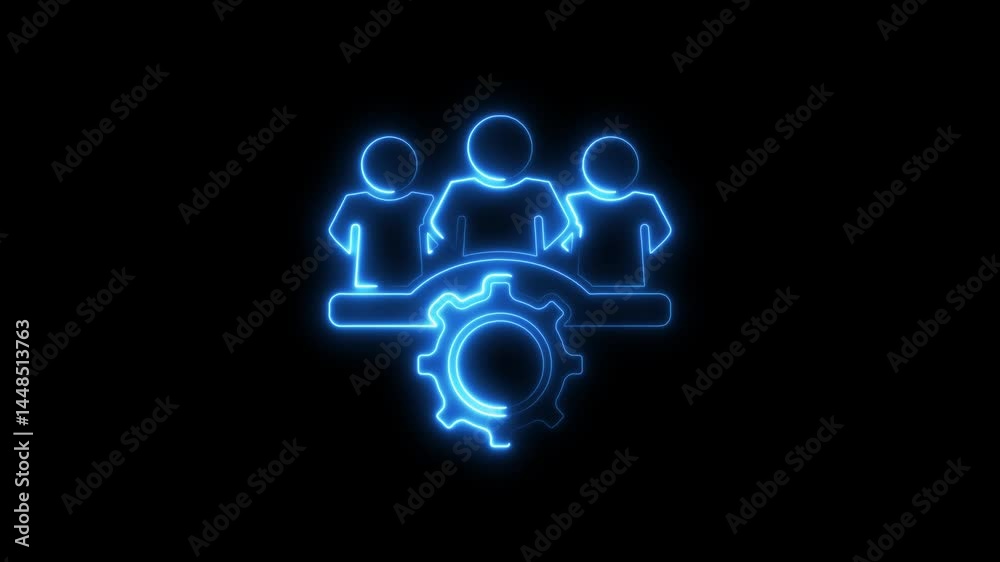 Animated neon teamwork concept representing cooperation and collaboration