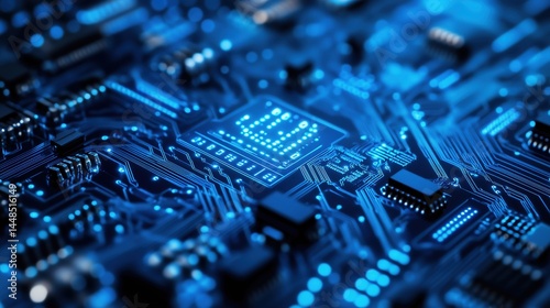 Glowing Circuit Board Closeup