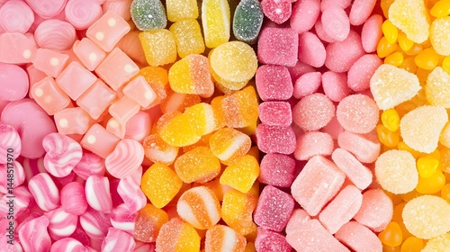Assorted Colorful Gummy Candies and Sweets Background