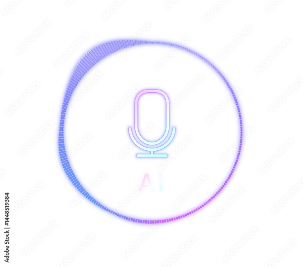 AI voice recognition personal assistant technology concept, smart artificial intelligence app screen, machine speech generated, online support chat bot, automated business customer service transparent