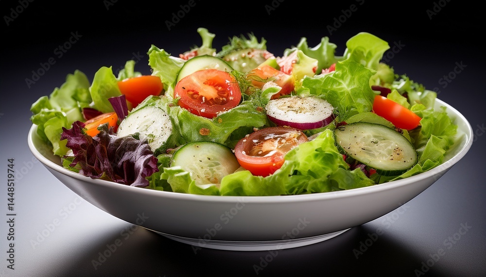 Ensalada fresca de lechuga tomate y cebolla con pepino. Lechuga mojada recién lavada. Ensalada fresca de lechuga tomate y cebolla con pepino. Lechuga mojada recién lavada.