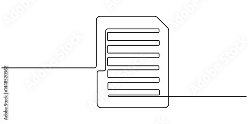 Clipboard with checklist icon  continuous one line drawing of outline vector illustration, One continuous line vector drawing of a folder. Outline documents background icon. Saving securities vector .