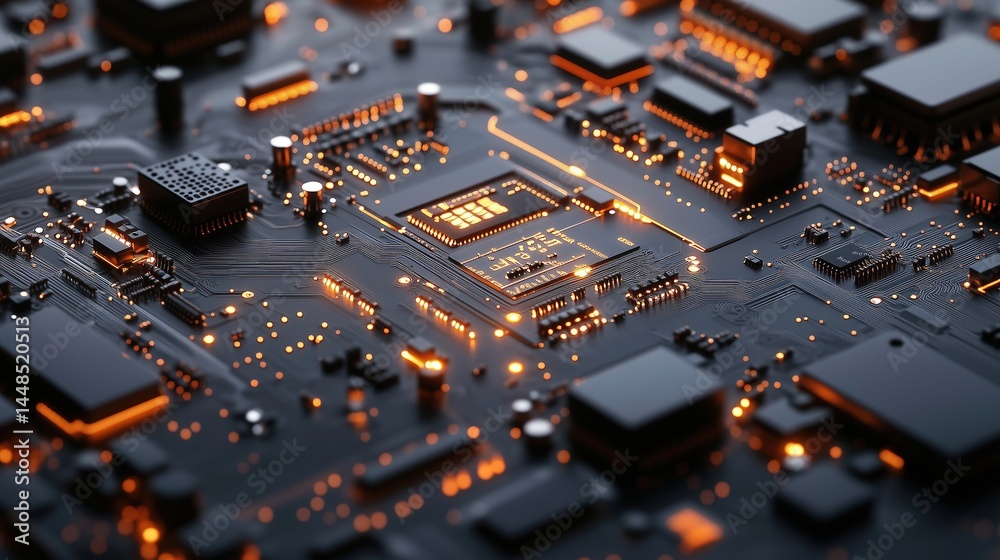Futuristic Circuit Board Close-Up Futuristic Circuit Board Close-Up