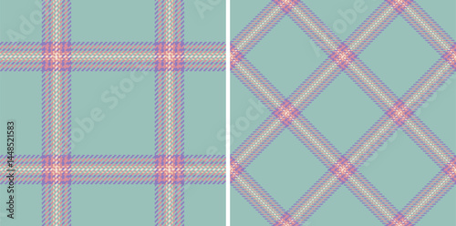 Elegant plaid patterns set on mint. Ideal for textile design, backgrounds, or creative projects needing a subtle vintage, yet contemporary aesthetic.
