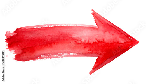 Red Watercolor Arrow pointing Right Direction Guide Design Element