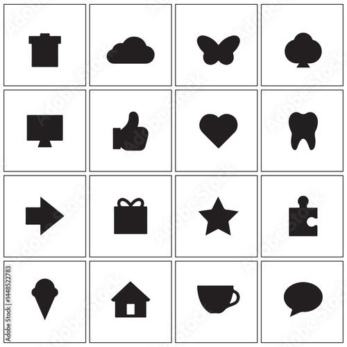 A set of black and white vector icons presents silhouette head avatars for men and women, ideal for user profile symbols in business or social web design