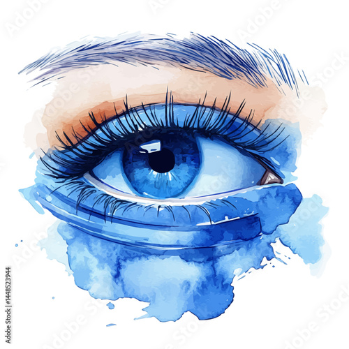 illustration of Cooling Gel Eye Patch Pack, watercolor vector, isolated on a white background.