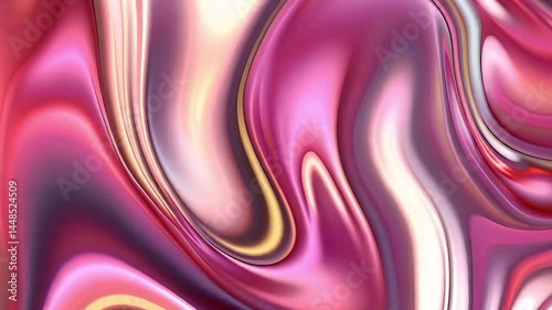 Abstract background of liquid metal and chrome with shades of blue, lilac and orange, live wallpaper