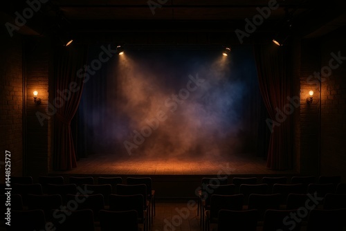 Obraz na płótnie Dusk Ambiance in a Theater with Warm Lighting and Dramatic Stage w salonie