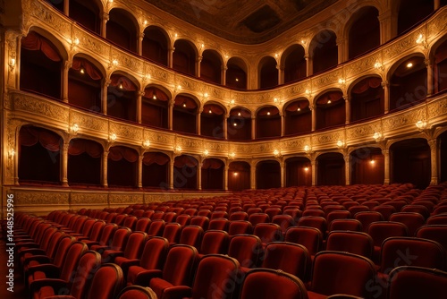Elegant Opera House Interior with Rich Ambiance and Simple Decor
