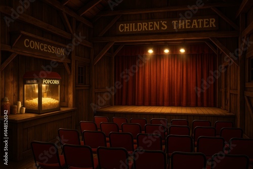 Obraz na płótnie Rustic Children’s Theater Interior with Concession Stand and Seats w salonie