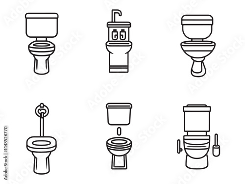 Contemporary Public Restroom Drawing in Line Art for Use