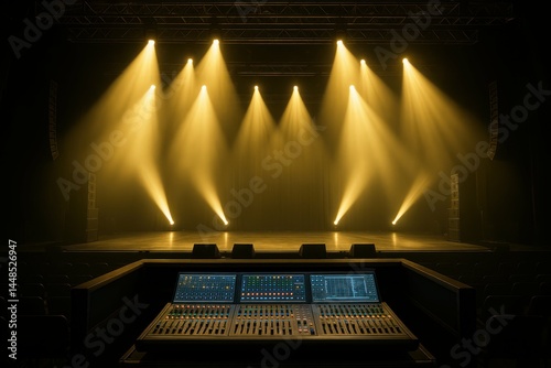 Obraz na płótnie Grand Stage Experience with Lighting and Sound Control Console w salonie