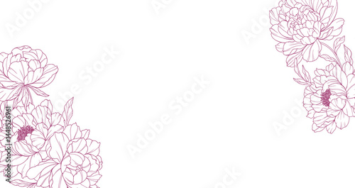 Peony Line Art. Trendy floral peony bouquets and flowers. Botanical Line Drawing Peony Collection. Hand drawn line art peony flowers. Luxury Line Floral Art. Peony Outline