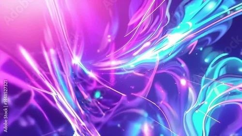 Abstract background of liquid metal and chrome with shades of blue, lilac and orange, live wallpaper